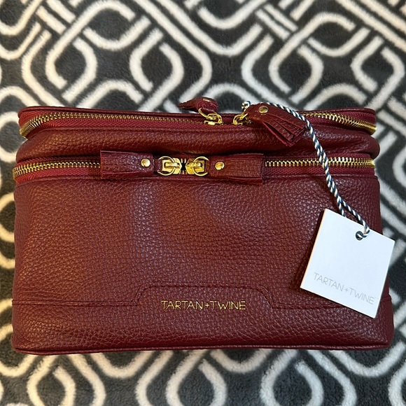 Tartan + Twine Handbags - Tartan + Twine Double Zip Cosmetic Box Burgundy